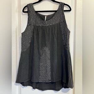 Free People Embroidered Gray Sleeveless Women's Top size large